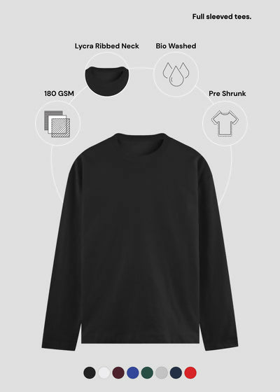 Black Men's Full Sleeve T shirt