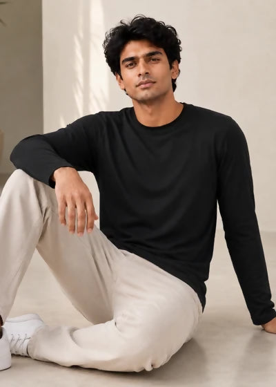 Black Men's Full Sleeve T shirt