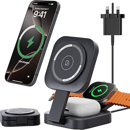 3 in 1 wireless charging station for Apple devices and Foldbale phones