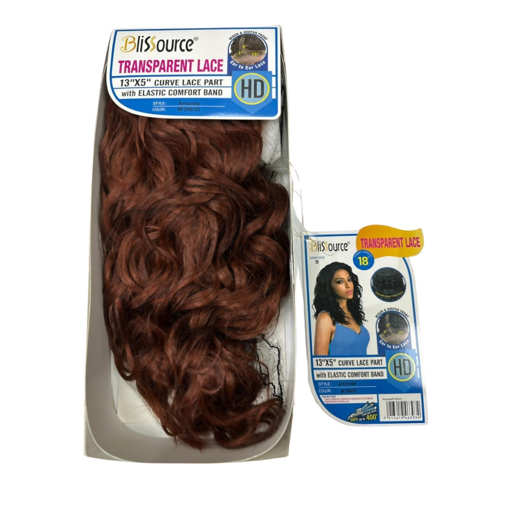 Blissource Amanda 13X5 Curve Lace Part Elastic Straight Wig 18" Inch