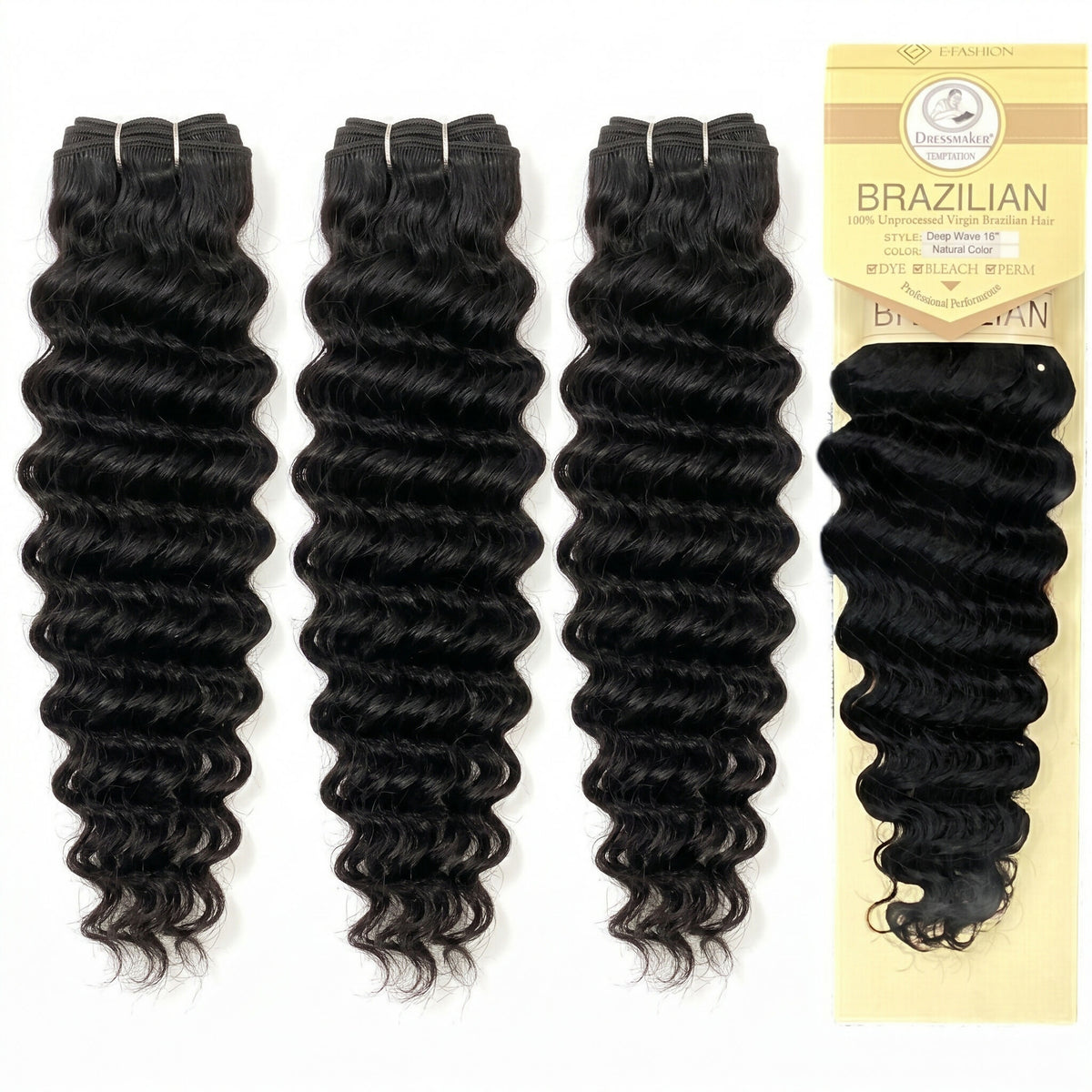 Deep Wave 100% Unprocessed Virgin Brazilian Hair 10"-26" Long