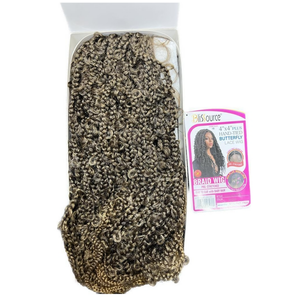 BlisSource ButterFly 4x4 Plus Hand-Tied Braid Lace Wig 28'' Inch