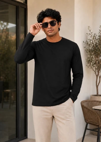 Black Men's Full Sleeve T shirt