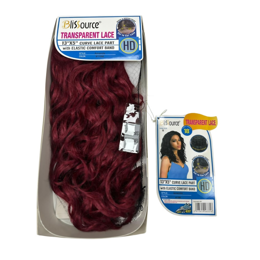 Blissource Amanda 13X5 Curve Lace Part Elastic Straight Wig 18" Inch