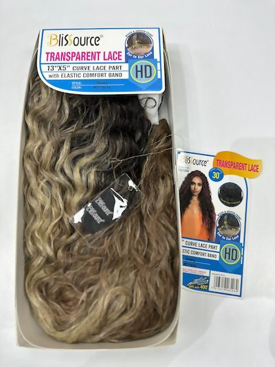 Blissource 13X5 Curve Lace Part Shelly Transparent Comfort Band Lace Wig -30Inch