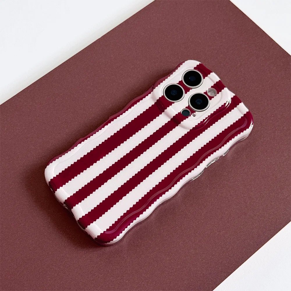 Wavy Phone Case - Blushberry Scallop Stripes