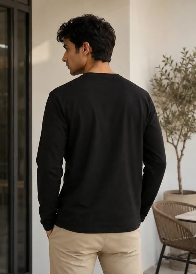 Black Men's Full Sleeve T shirt