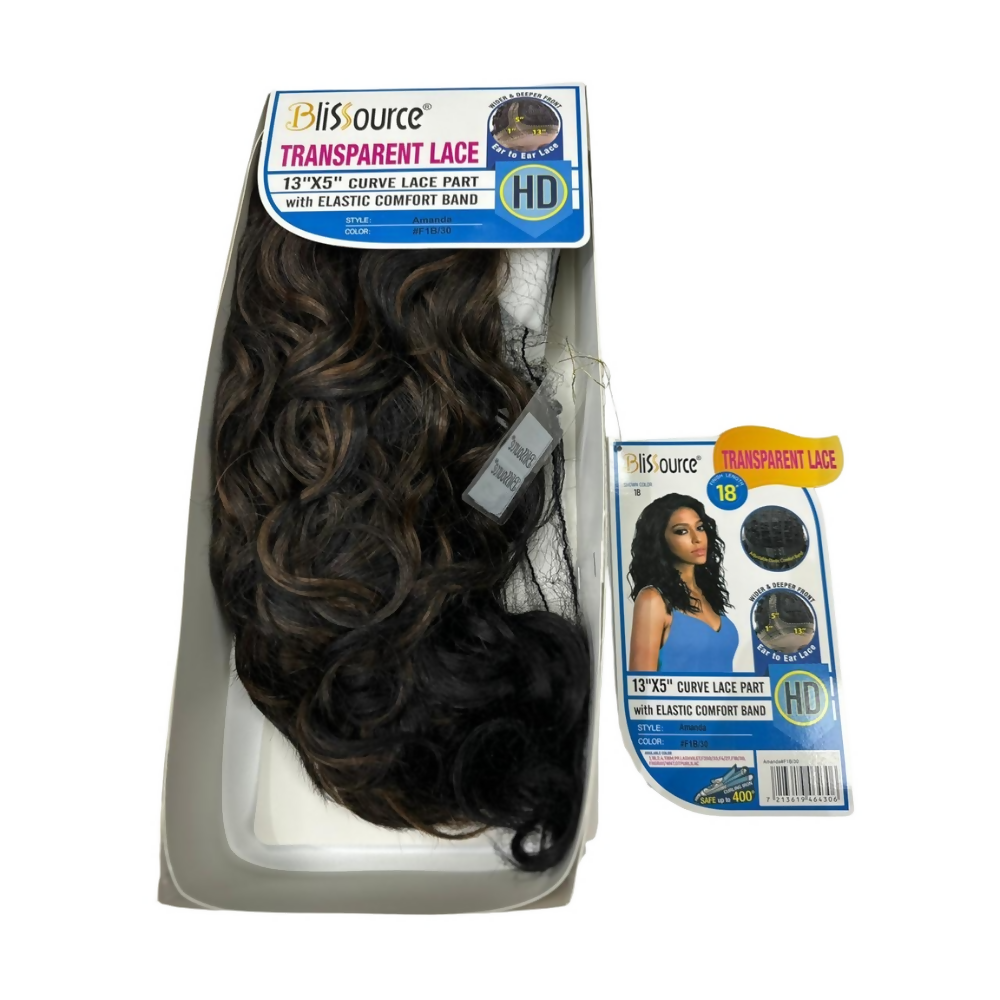 Blissource Amanda 13X5 Curve Lace Part Elastic Straight Wig 18" Inch