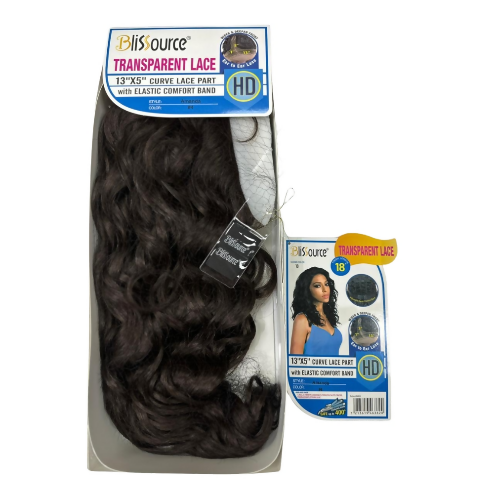 Blissource Amanda 13X5 Curve Lace Part Elastic Straight Wig 18" Inch